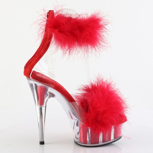 Platform Marabou Fur High Heel Shoes - Picture 4 of 5